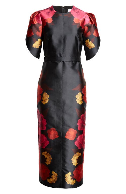 ERDEM ERDEM FLORAL PRINT TULIP SLEEVE TWILL DRESS