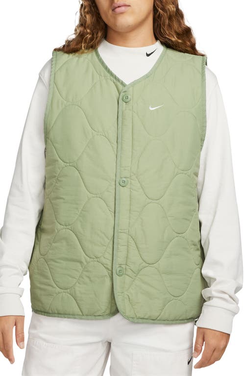 Woven Insulated Military Vest in Oil Green/White