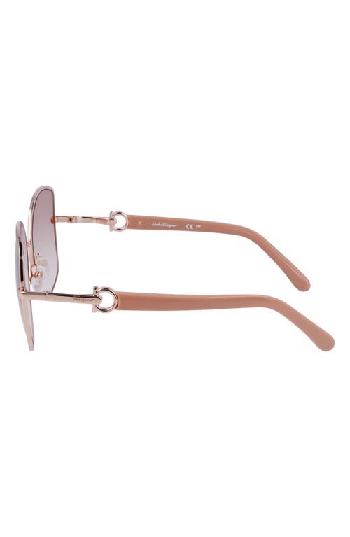 Shop Ferragamo Gancini 57mm Gradient Oval Sunglasses In Rose Gold/nude Gradient