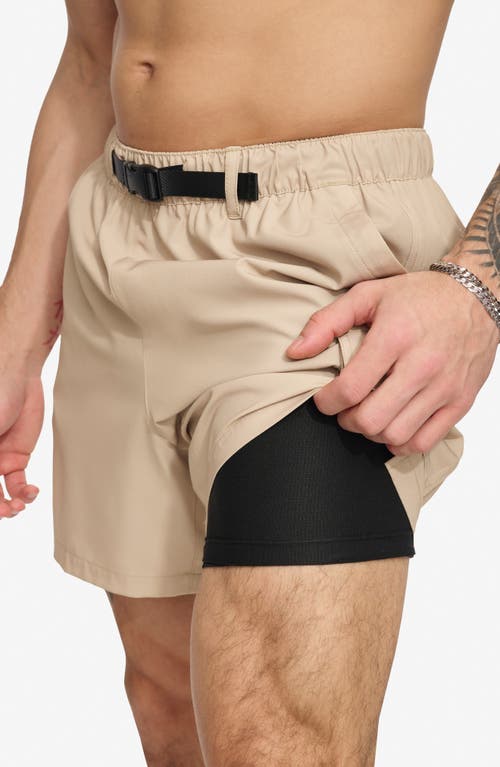 Dkny Cargo Volley Stretch Swim Trunks In Tan
