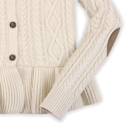 Shop Hope & Henry Baby Girls' Cable Peplum Cardigan, Infant In Ivory