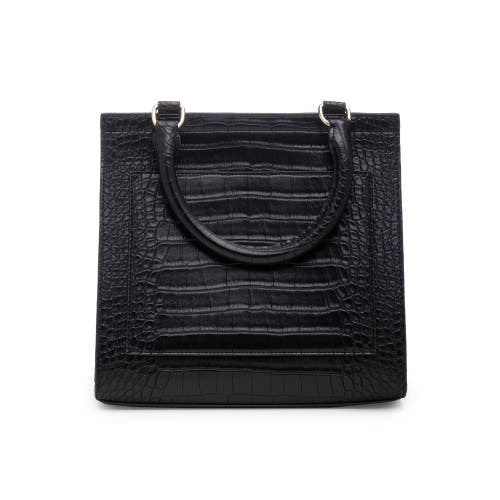 Modern Picnic The Luncher Crocodile-embossed Vegan Leather Bag In Black Croc