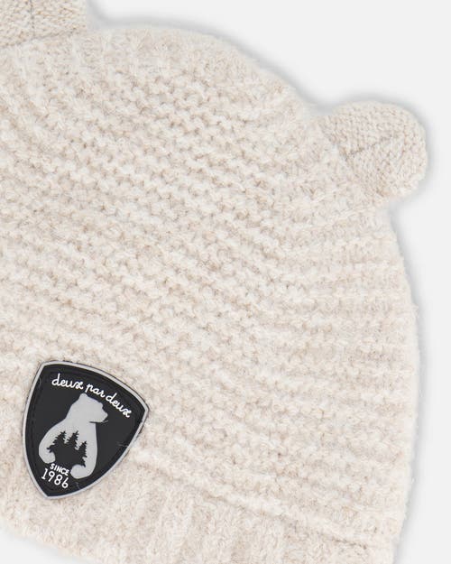 Deux Par Deux Baby Unisex Knit Hat With Ears Off White In Whisper White