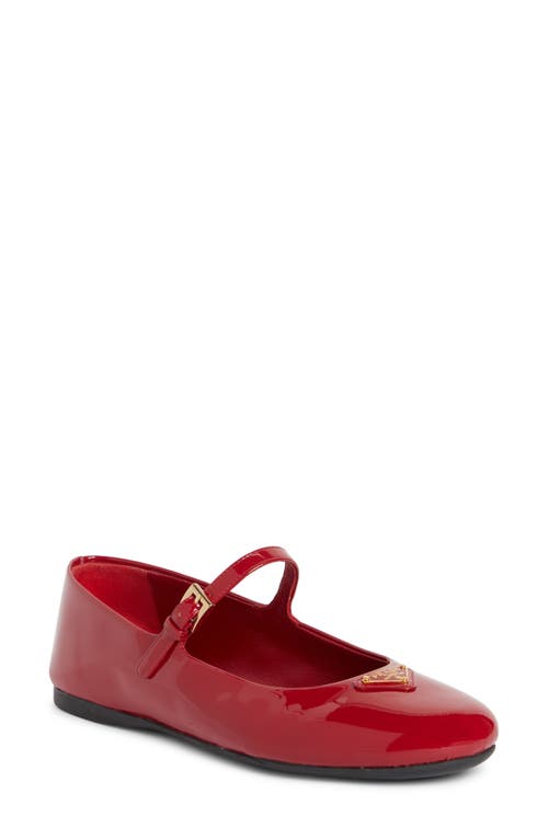 Prada Ballerine Mary Jane Flat In Cherry