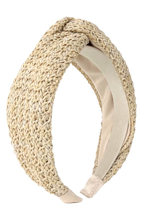 Trish Straw Knotted Headband in Cream/Silver