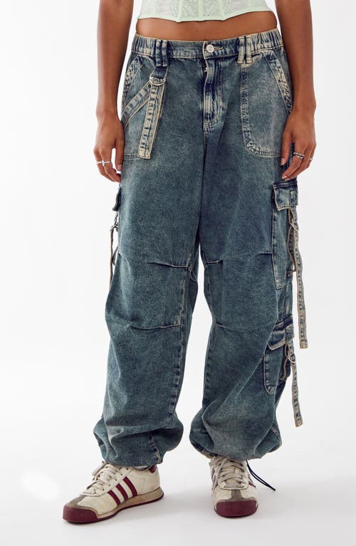 Strappy Denim Cargo Jeans in Vintage