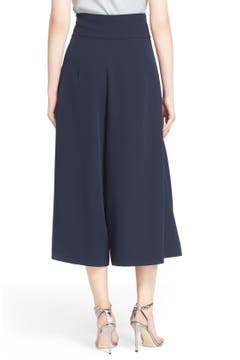 Milly Pleated Stretch Woven Culottes | Nordstrom