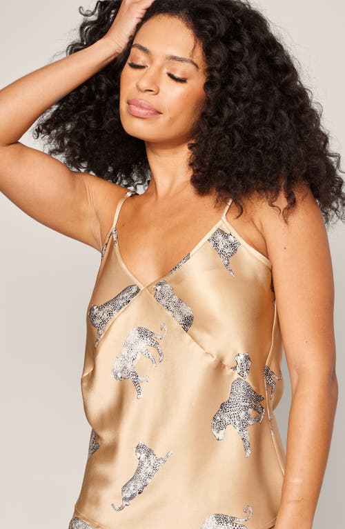 Shop Petite Plume Panther Print Mulberry Silk Cami Pajamas In Beige