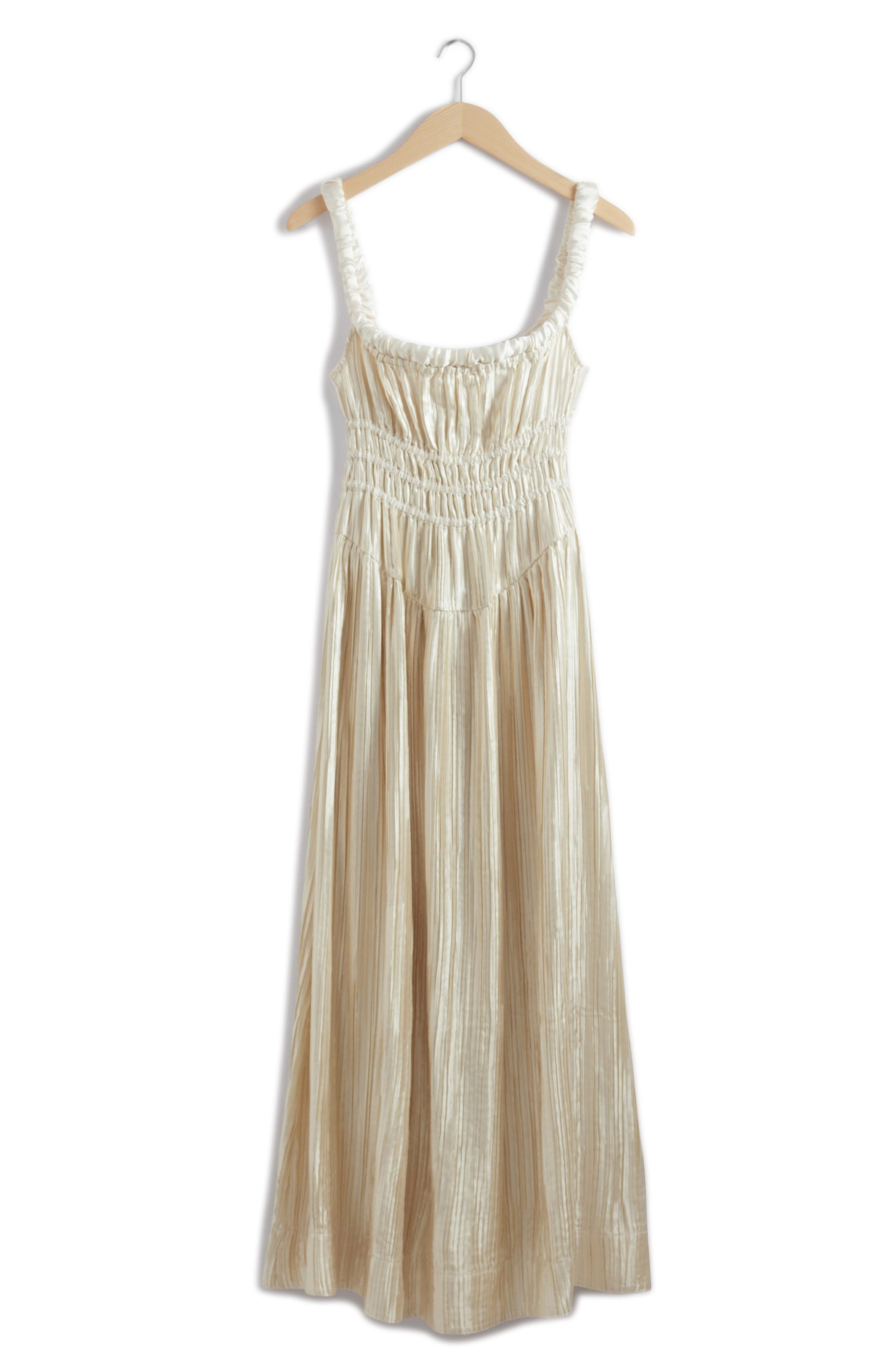 navy blue dress for baby girl Other Stories & Other Stories Pleated Metallic Satin Dress in Cream