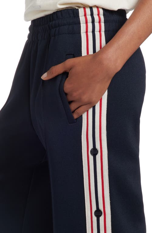 Shop Golden Goose Side Stripe Snap Track Pants In Dark Blue/papyrus