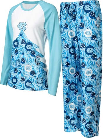 Women's Concepts Sport Carolina Blue North Carolina Tar Heels Tinsel Ugly  Sweater Long Sleeve T-Shirt & Pants Sleep Set