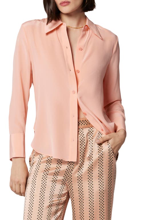 Equipment Leona Silk Button-Up Shirt in Coral Almond