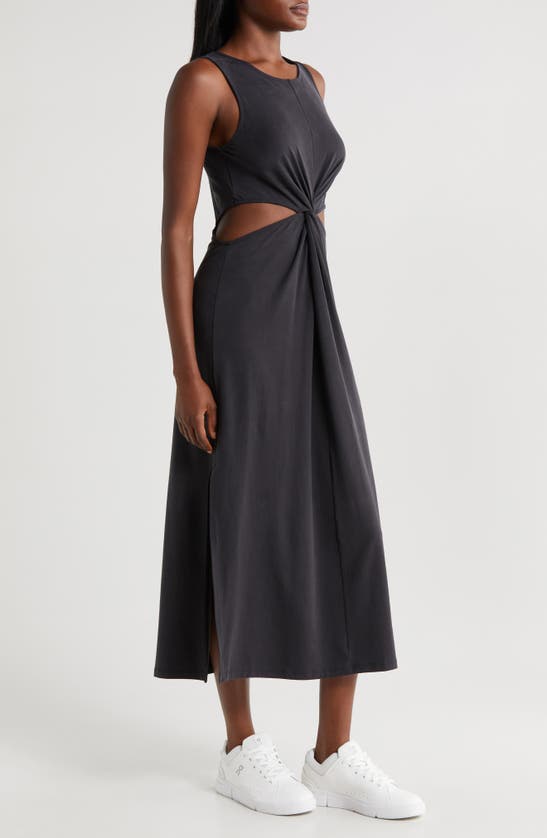 Shop Beyond Yoga Around The World Front Twist Midi Dress In Black