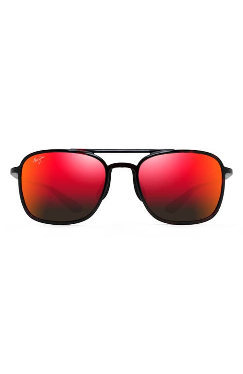 Maui Jim Keokea 55mm PolarizedPlus2 Aviator Sunglasses in Black Red Tortoise/lava at Nordstrom