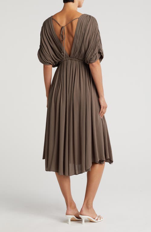 Wishlist Dolman Sleeve Tie Waist Midi Dress In Olive