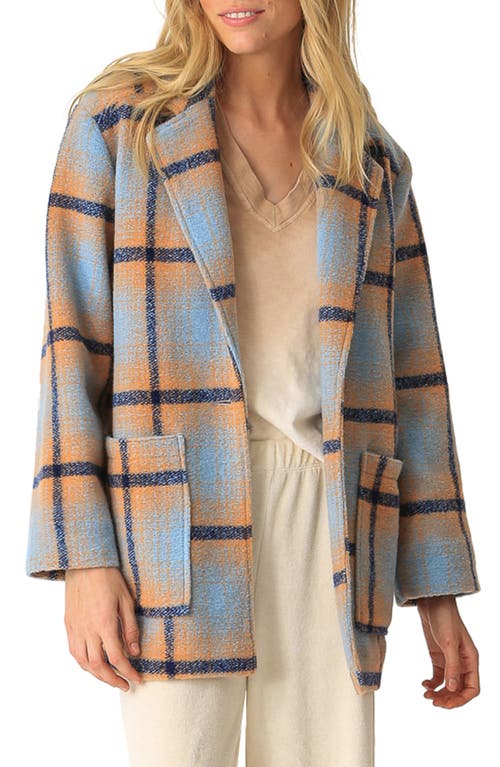 Electric & Rose Madison Plaid Wool Blend Coat in Frost/Peach 