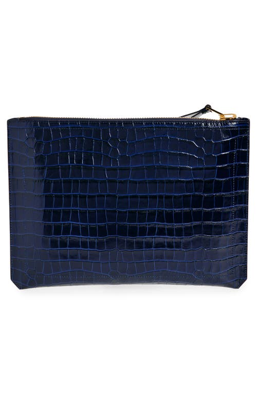 Shop Tom Ford Buckley Croc Embossed Leather Portfolio Clutch In 1l022 Royal Blue