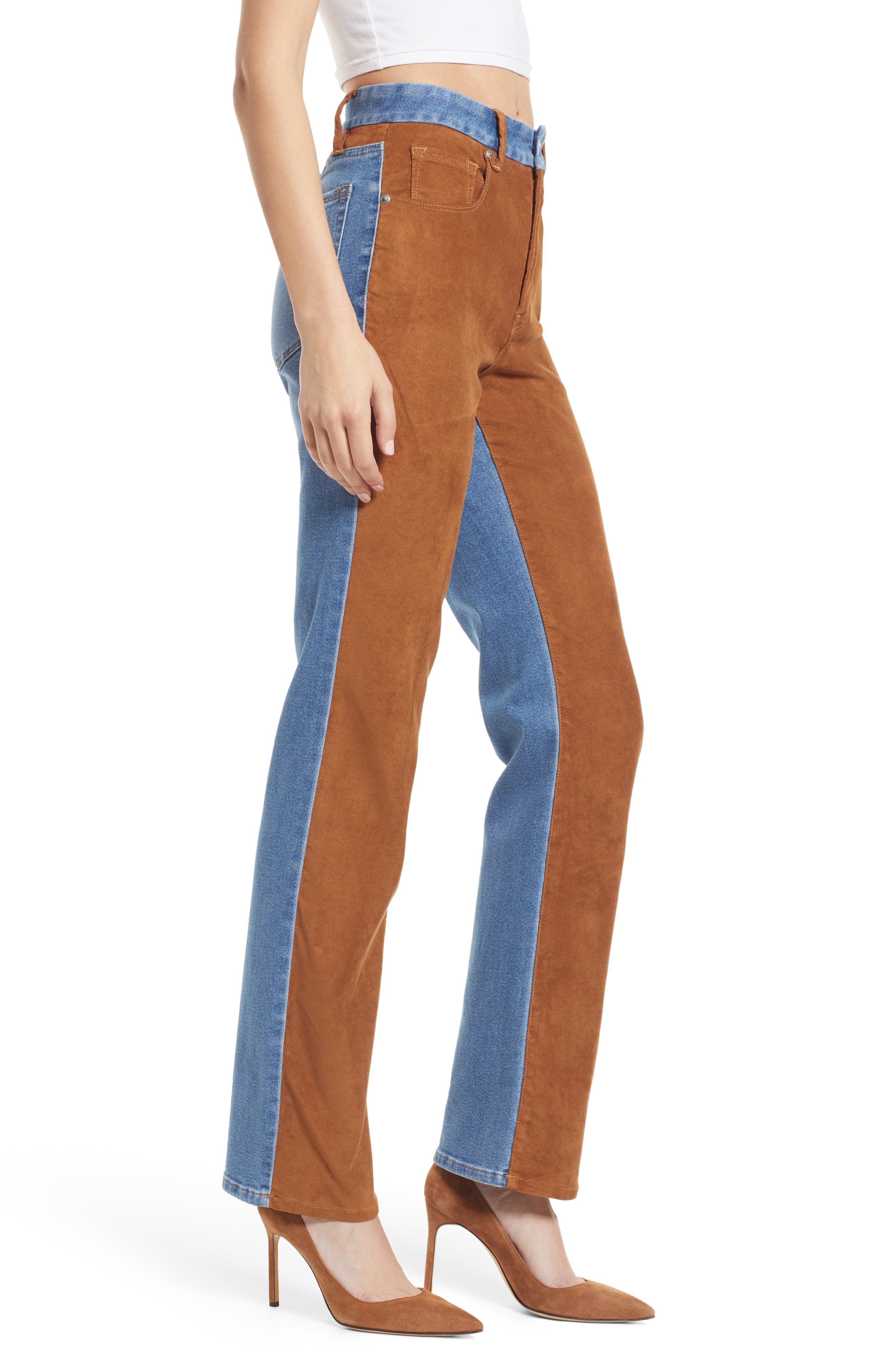 good american suede jeans