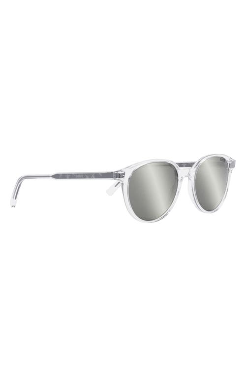 Shop Dior In R1i 53mm Round Sunglasses In Crystal/smoke Mirror