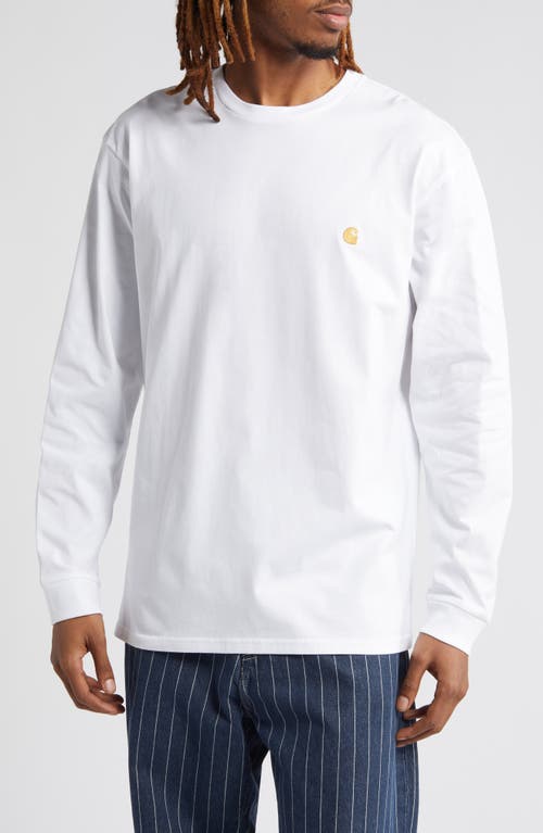 Carhartt Work In Progress Chase Long Sleeve T-shirt In White/gold