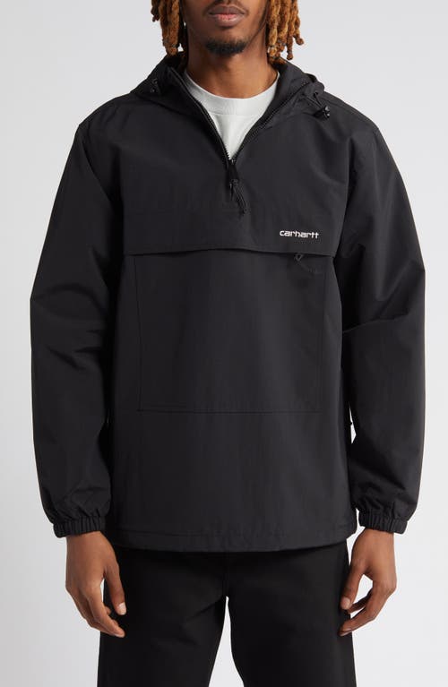 Carhartt Work In Progress Hooded Nylon Quarter Zip Pullover In Black/white