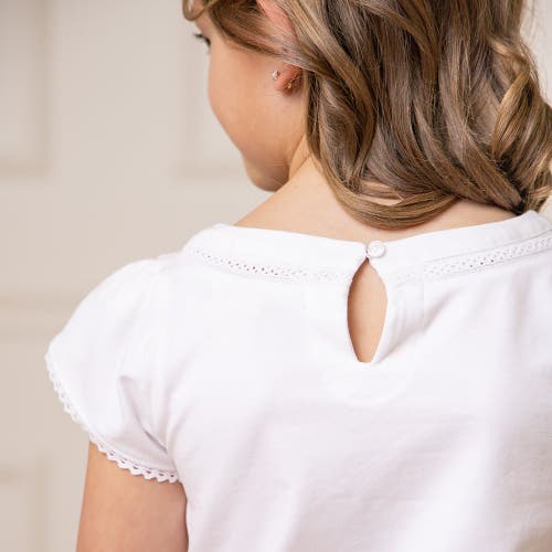 Shop Hope & Henry Girls' Organic Knit Top With Tulip Sleeves, Kids In White Petal Sleeve