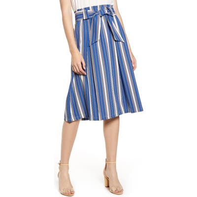 Sentimental Ny Stripe Tie Waist Skirt, Blue