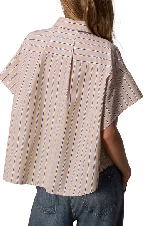 Shop Rag & Bone Martha Stripe Short Sleeve Cotton Poplin Button-up Shirt In Khaki Stripe