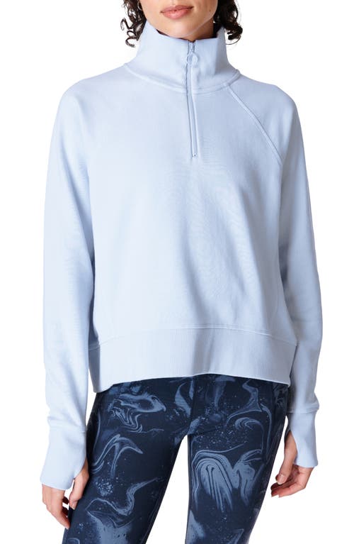 Sweaty Betty Revive Rib Trim Half-Zip Pullover Blue at Nordstrom,