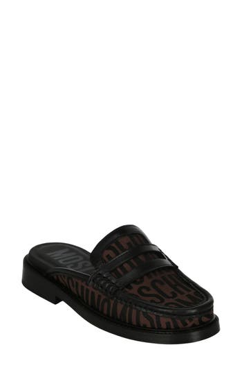 Moschino Logo Moc Toe Mule In Brown