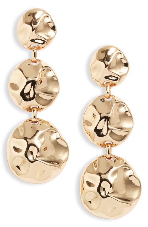 Open Edit Molten Triple Drop Earrings In Gold