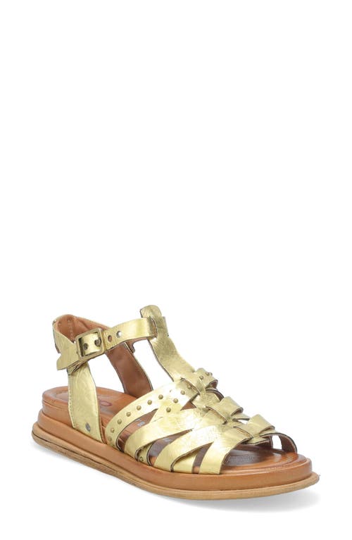 A. S.98 Satchel Ankle Strap Sandal in Gold