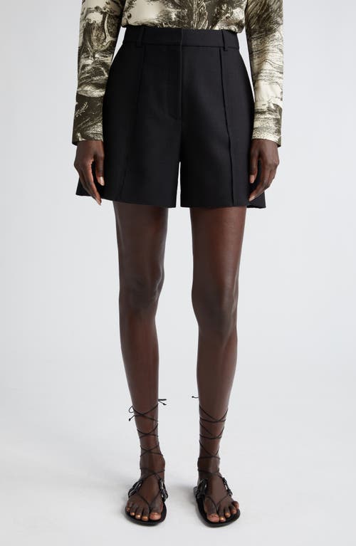 High Waist Wool Blend Tailored Shorts in Black