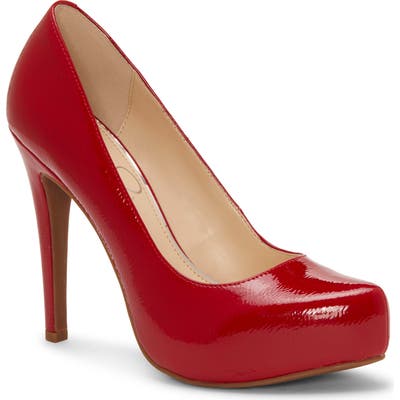 Jessica Simpson Parisah Glitter Platform Pump- Red