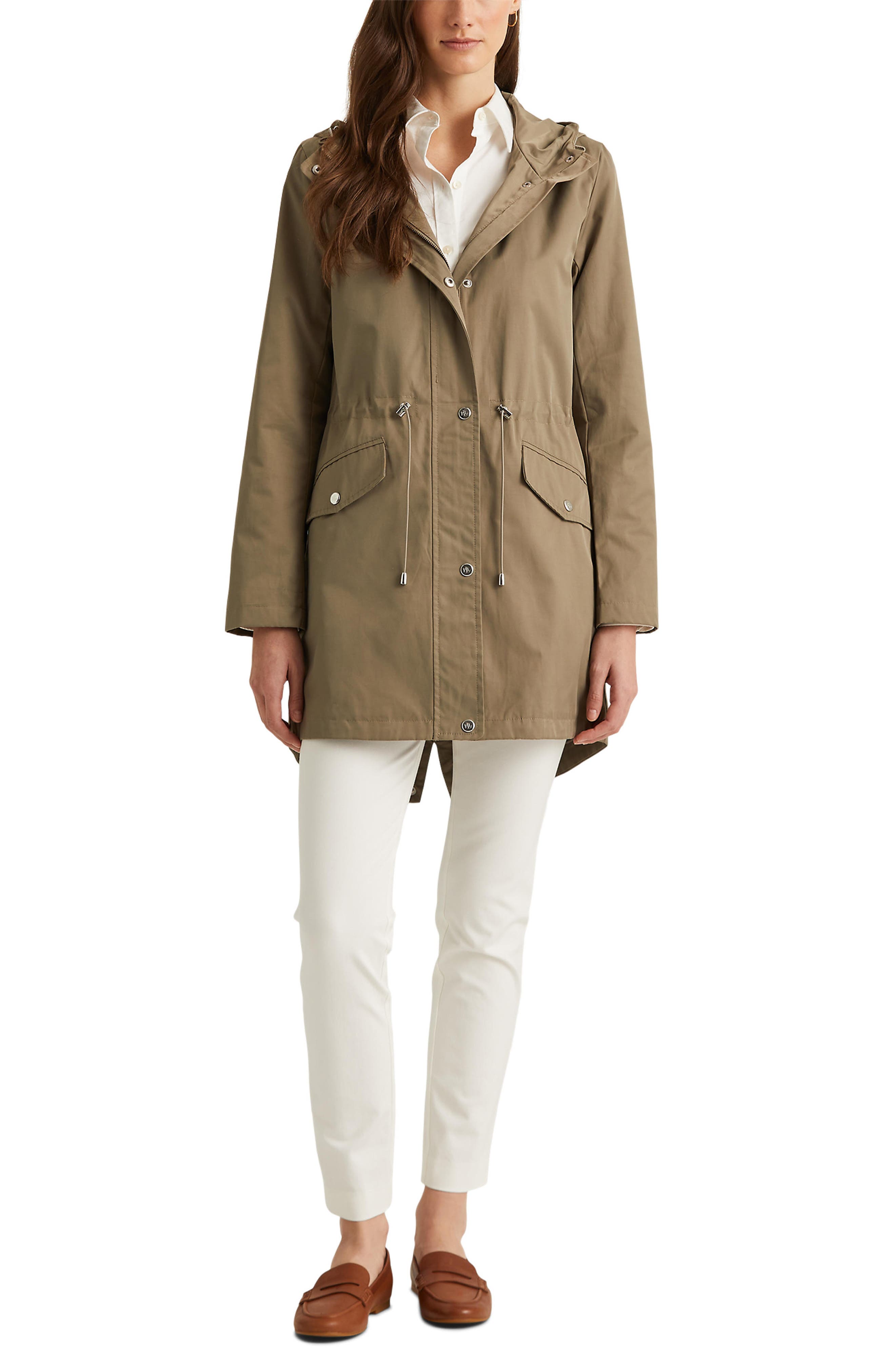 Lauren Ralph Lauren Anorak with Sleeve Logo Women's Clothing Sage : LG
