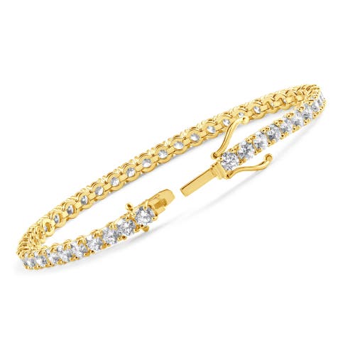 Bliss Diamond 9 Ct Lab Grown Diamond Tennis Bracelet 14k Gold 7" Lab Grown In 14k Yellow Gold