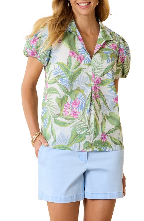 Shop Tommy Bahama Gulf Shore Floral Puff Sleeve Seersucker Top