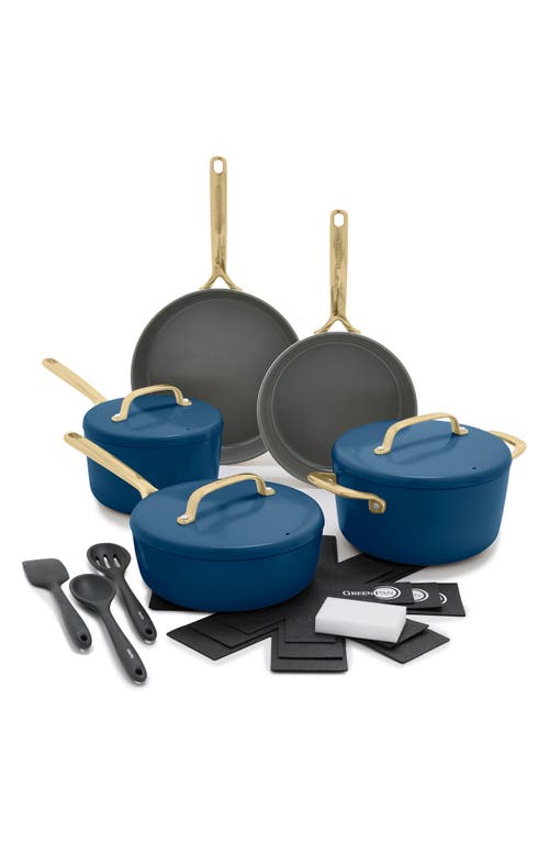 GreenPan GP5 Infinite8 11-Piece Anodized Aluminum Ceramic Nonstick Cookware Set with Champagne Handles <br> in Marine 