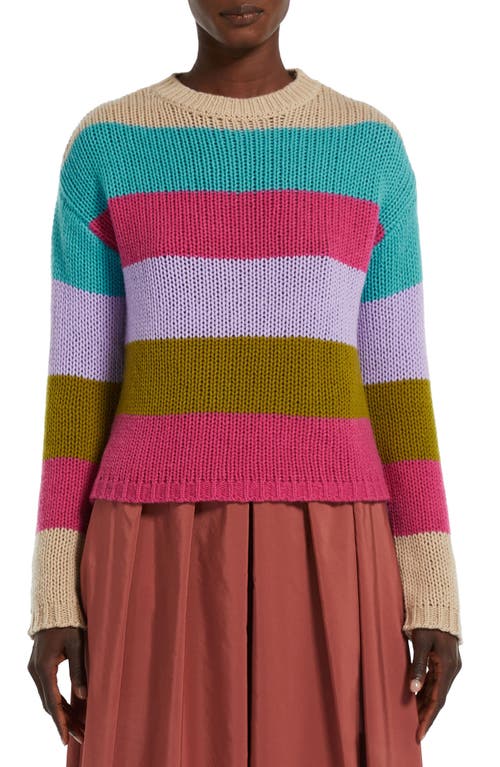 Weekend Max Mara Palco Stripe Cashmere Crewneck Sweater Pink Multicolour at Nordstrom,