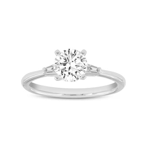 Asany Love Grown Collection 14k White Gold Round Cut Lab Grown Diamond Tapered Baguettes Engagement In 14k White Gold