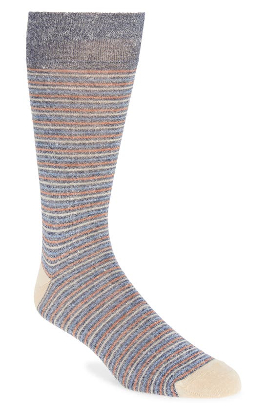 Shop Nordstrom Microstripe Dress Socks In Blue -camel Multi