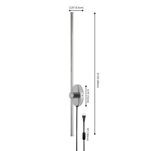 Jonathan Y Anton 1-light Modern Minimalist Iron Adjustable Bar Integrated Led Plug-in Sconce In Chrome