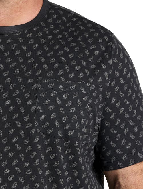 Harbor Bay By Dxl Paisley Print Pocket T-shirt In Black/grey