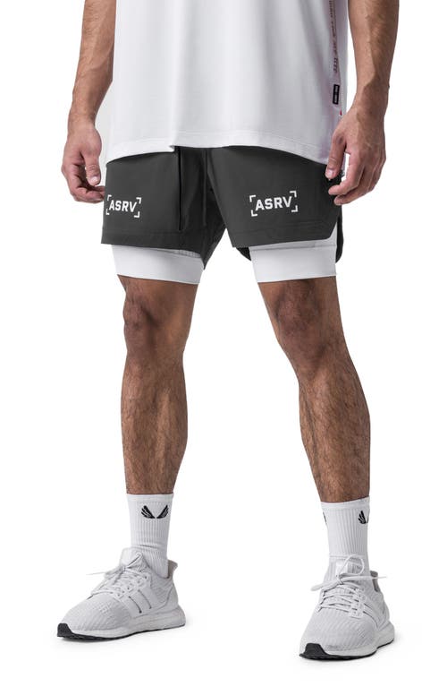 Shop Asrv Tetra-lite™ 5-inch 2-in-1 Lined Shorts In Raven Bracket/white