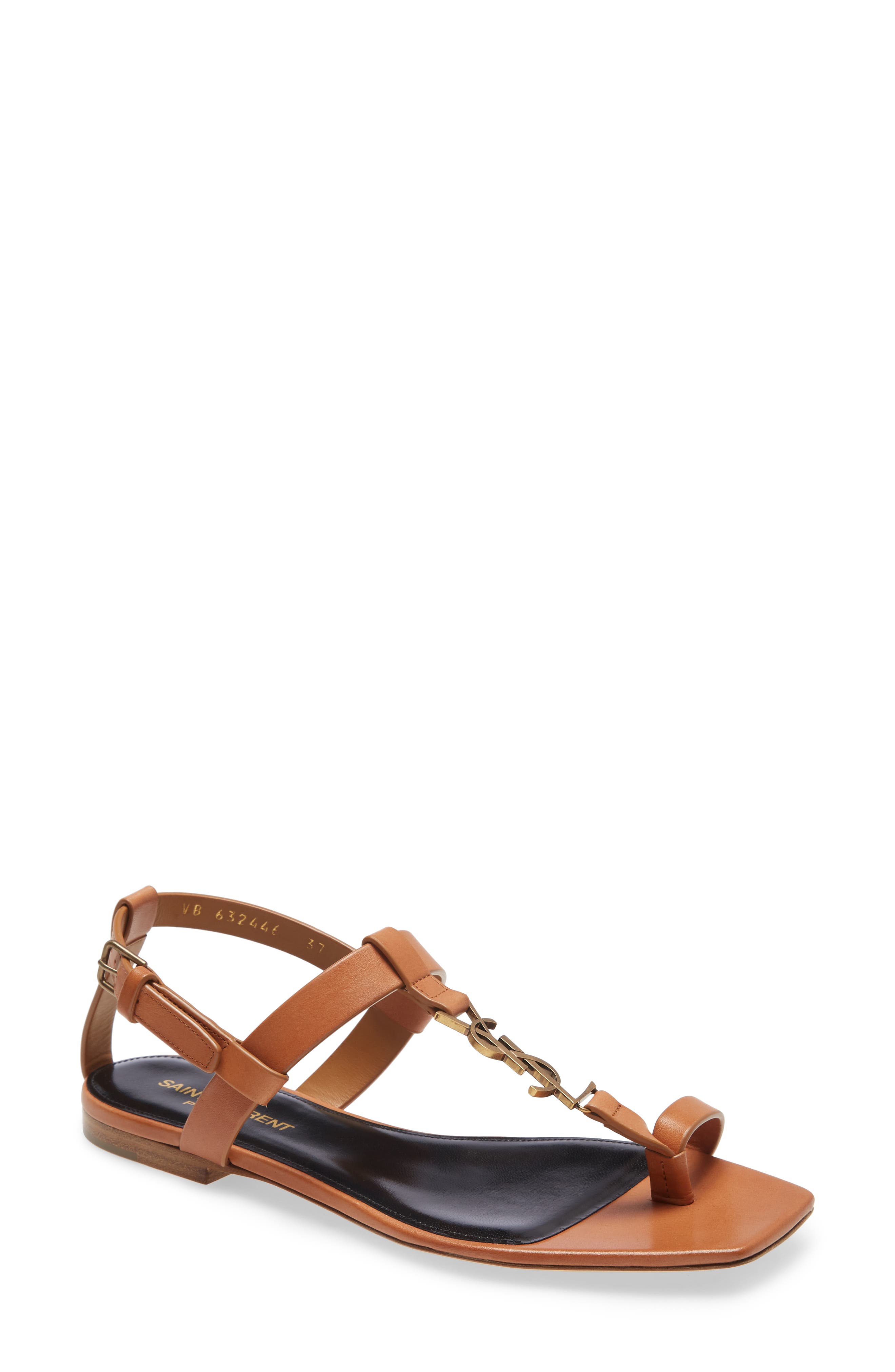 leather toe ring sandals women's