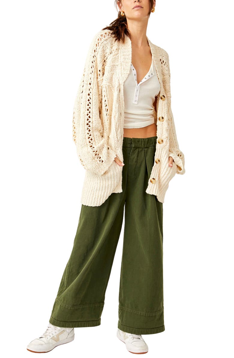Free People Cable Stitch Cardigan, Alternate, color, 