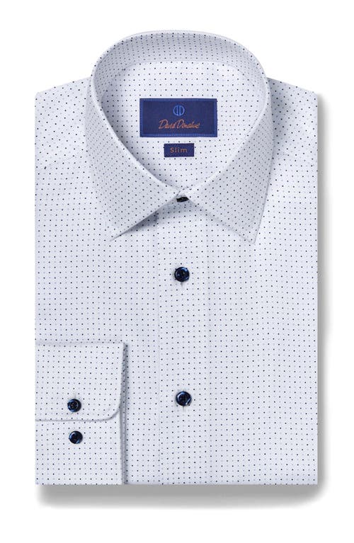 Shop David Donahue Slim Fit Dot Cotton Dress Shirt In White/blue