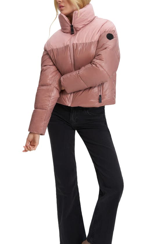 Noize Lotte Colorblock Puffer Jacket In Pale Mauve
