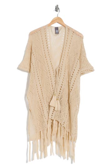 Vince Camuto Crochet Cover-up Wrap In Neutral