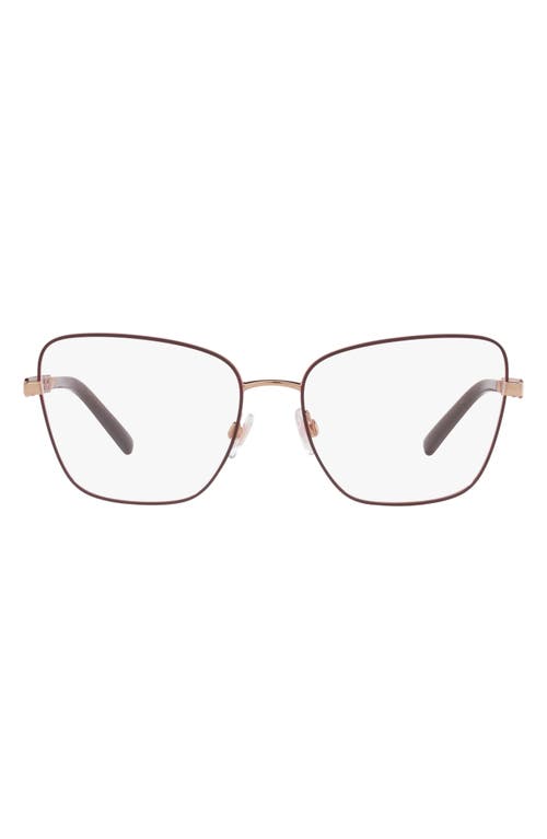 Dolce & Gabbana 57mm Butterfly Optical Glasses in Rose Gold/Bordeaux at Nordstrom